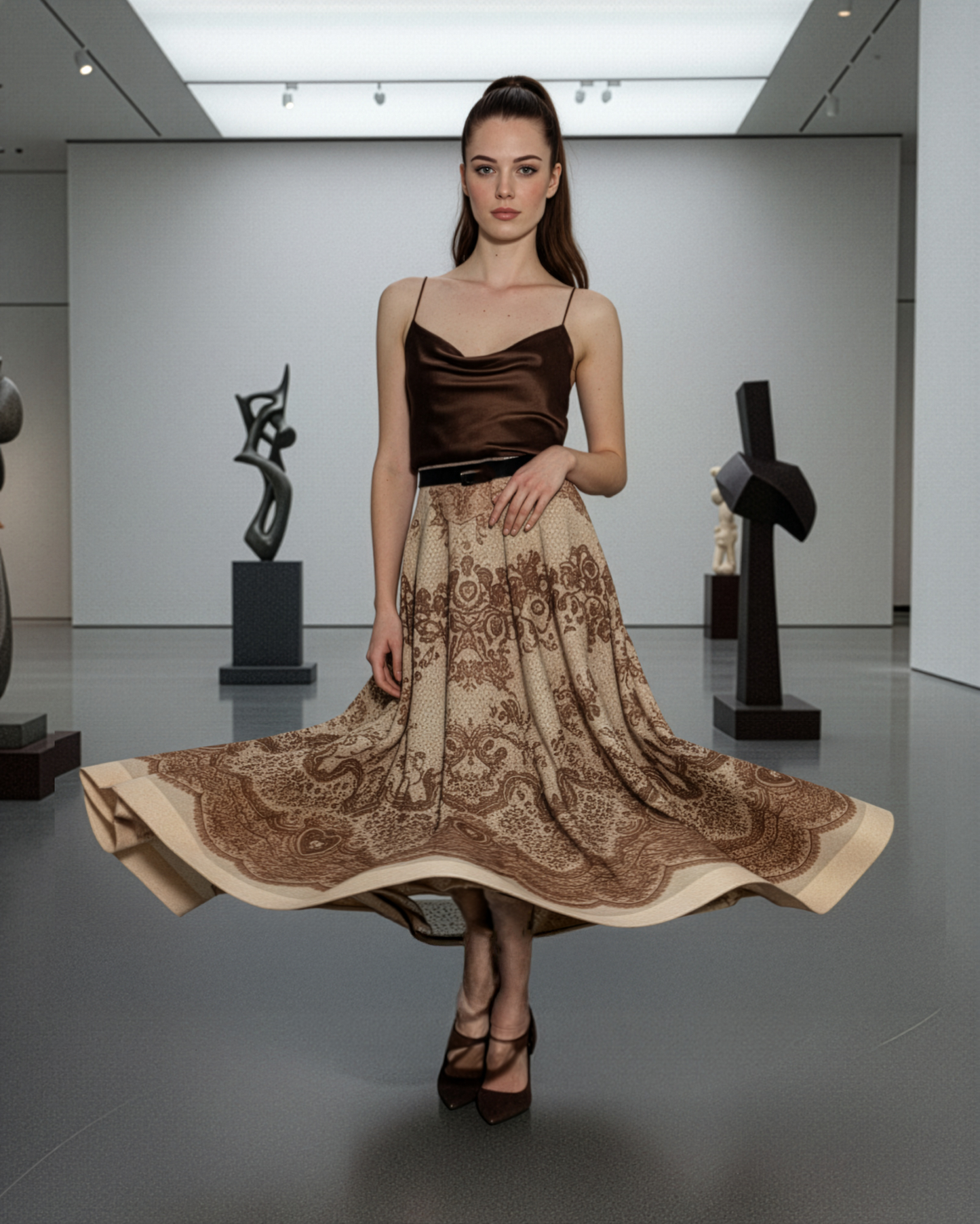Vintage Beige Paisley Skirt