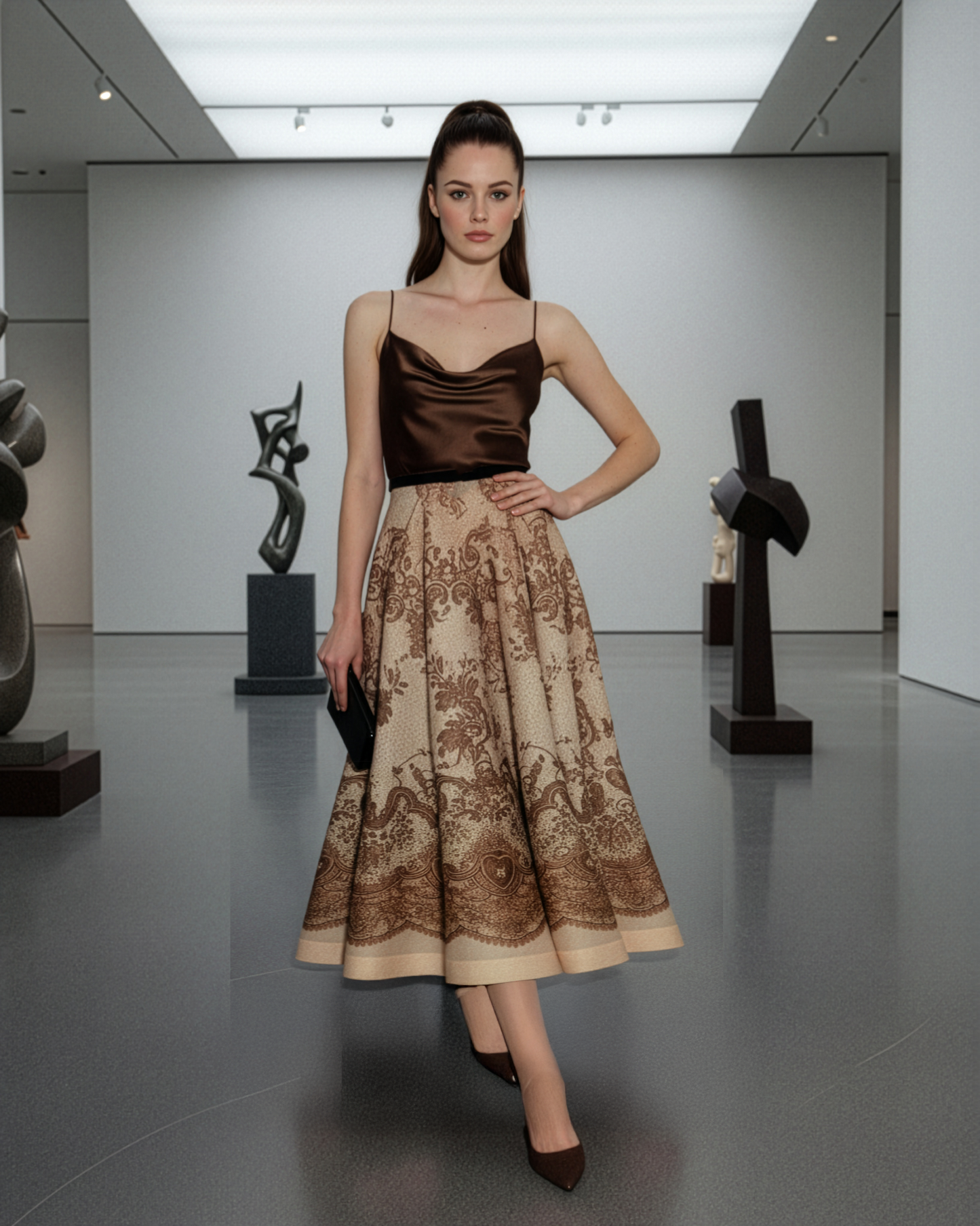 Vintage Beige Paisley Skirt