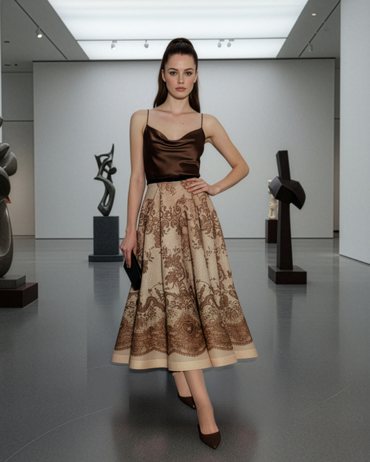 Vintage Beige Paisley Skirt