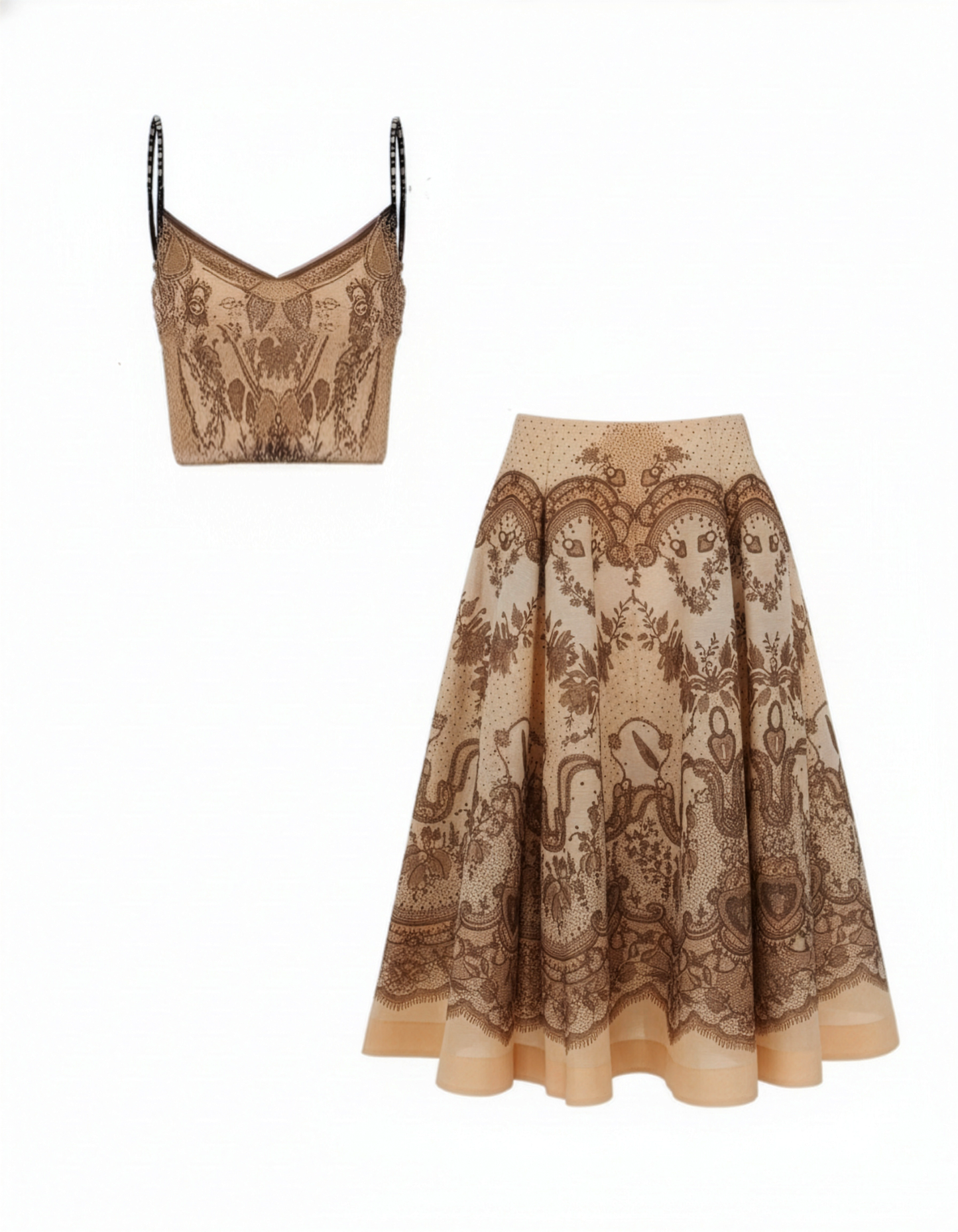 Vintage Beige Paisley Skirt
