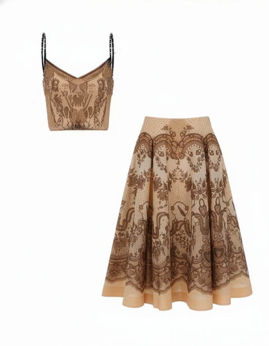 Vintage Beige Paisley Top