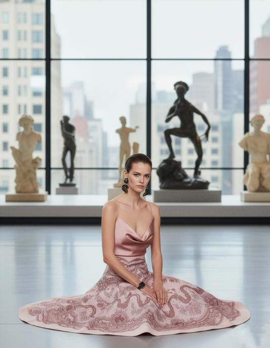 Vintage Pink Paisley Skirt