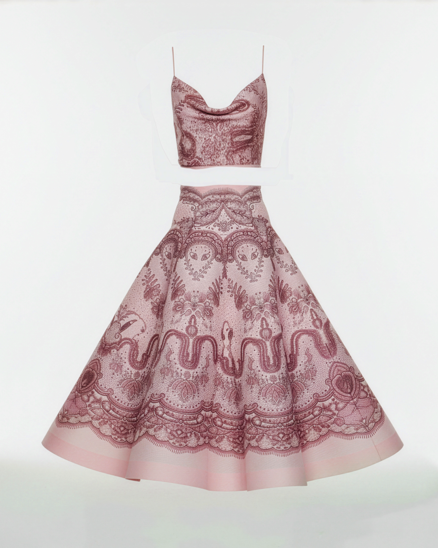 Vintage Pink Paisley Skirt