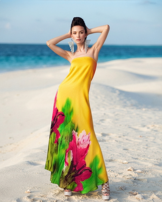 Yellow Peony Tube Gown