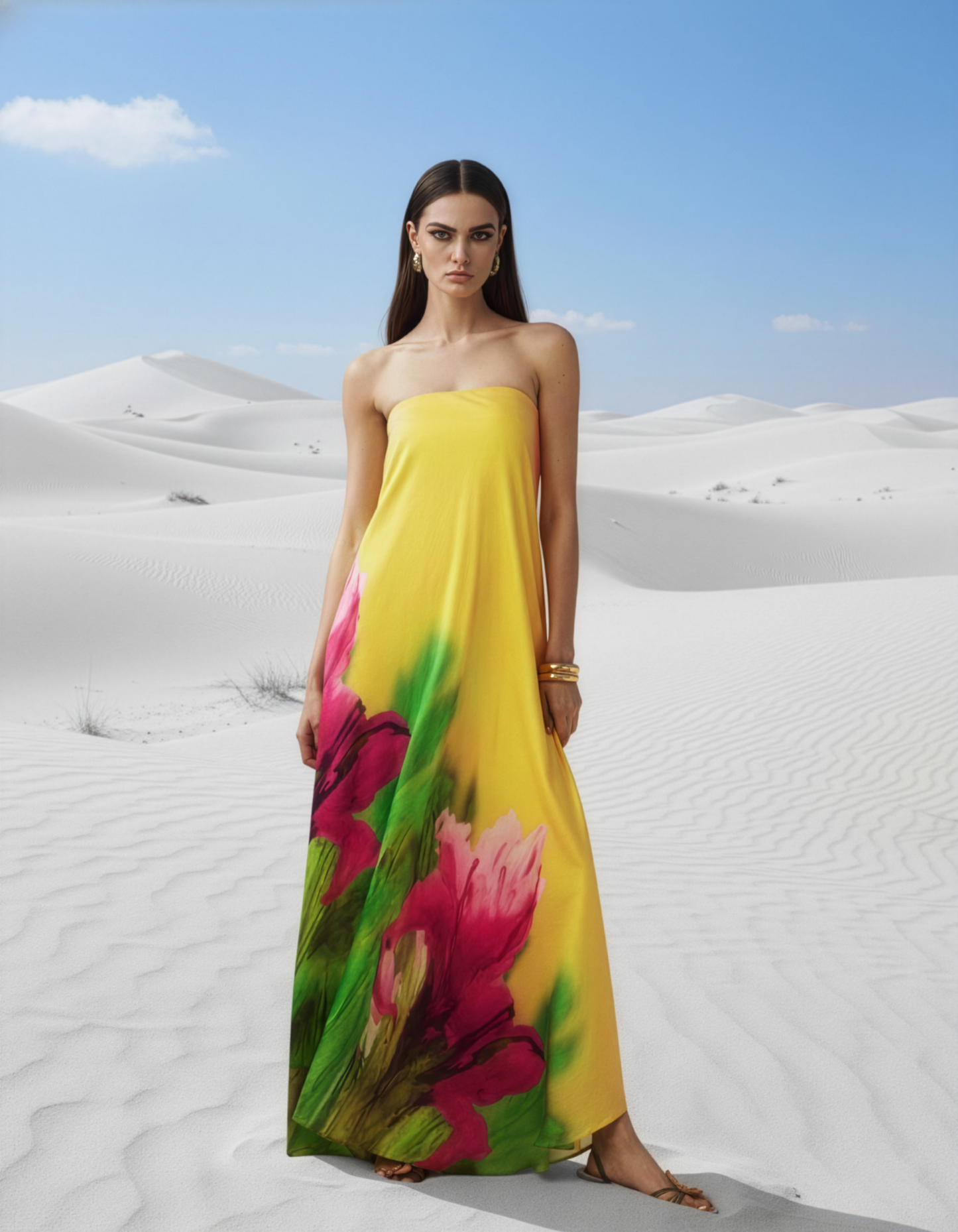 Yellow Peony Tube Gown