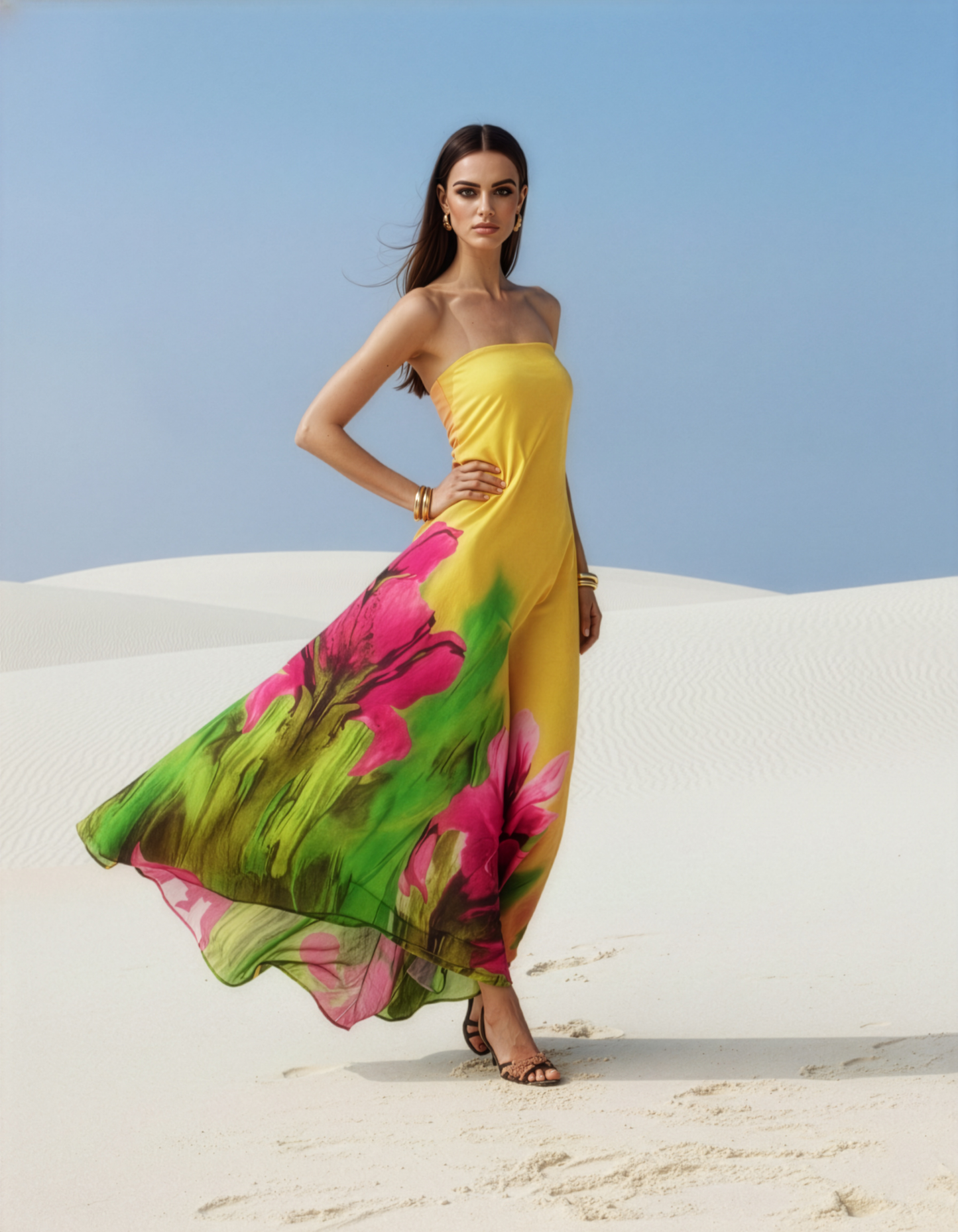 Yellow Peony Tube Gown