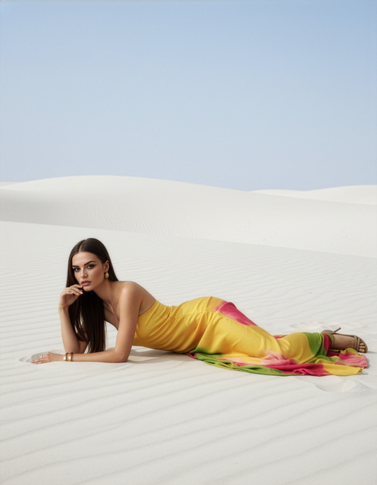 Yellow Peony Tube Gown