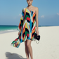 Geometric Abstract One Shoulder Dress