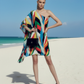 Geometric Abstract One Shoulder Dress
