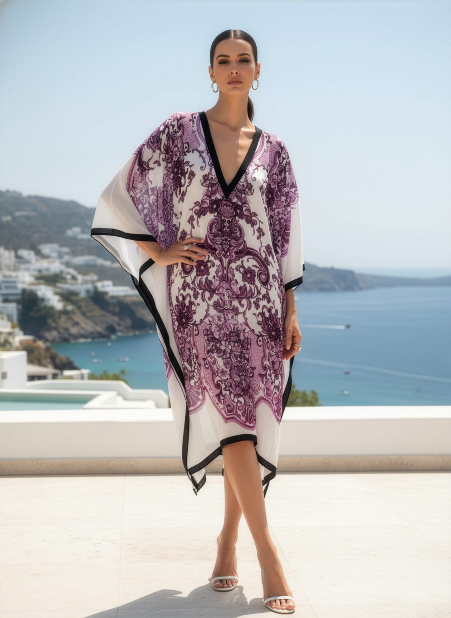 Magenta Majolica Kaftan Cover Up