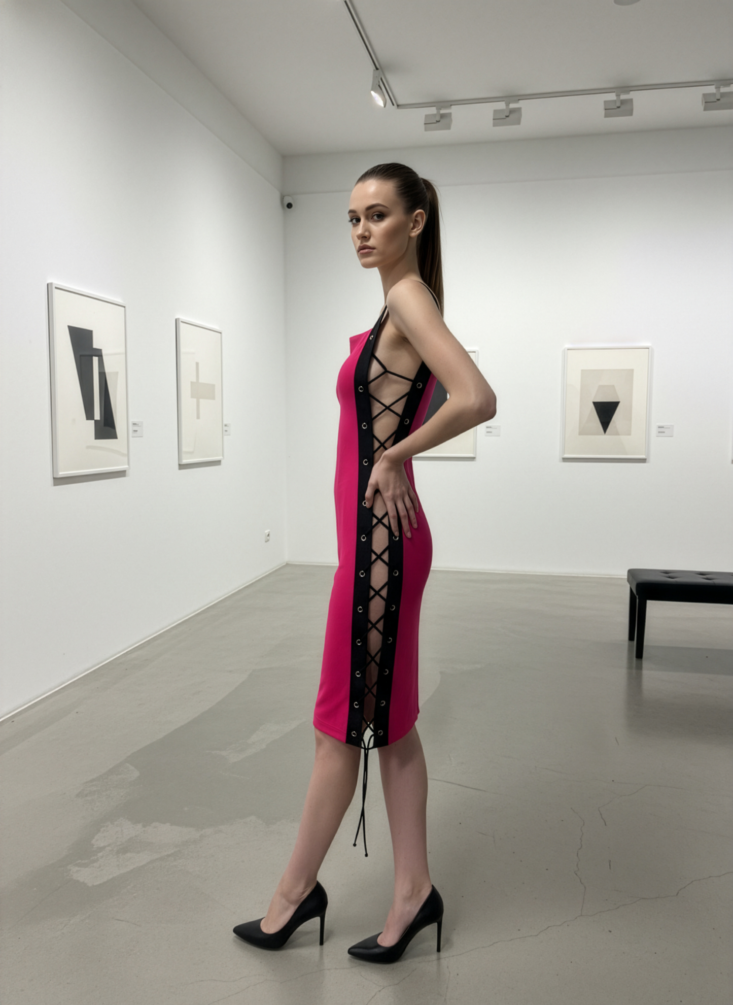 Risque Fuscia Side Tie Dress