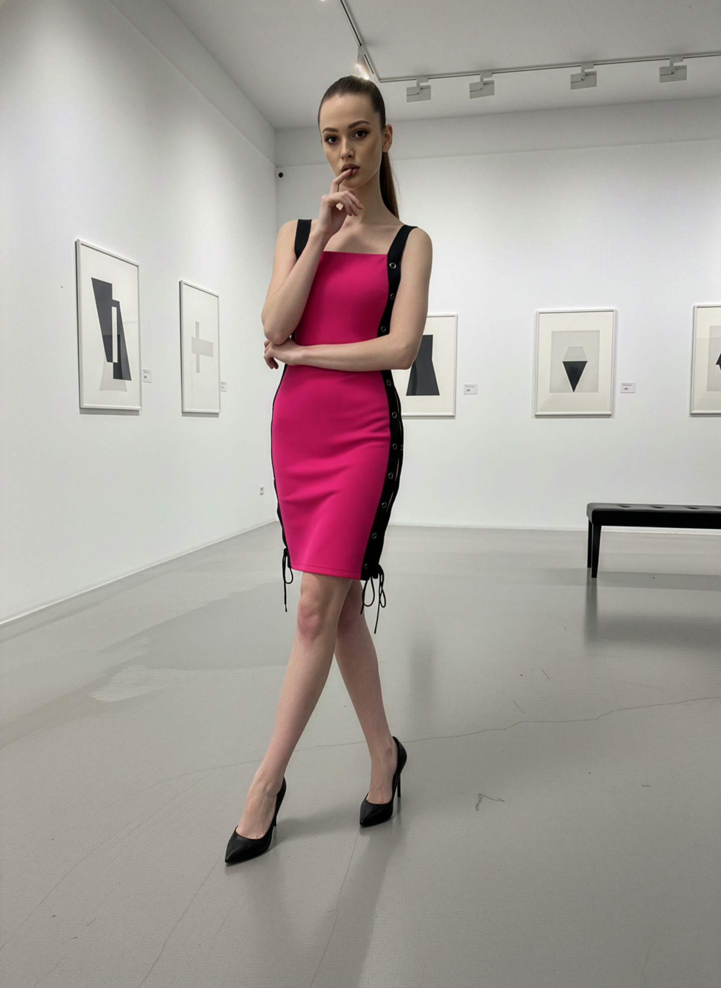 Risque Fuscia Side Tie Dress