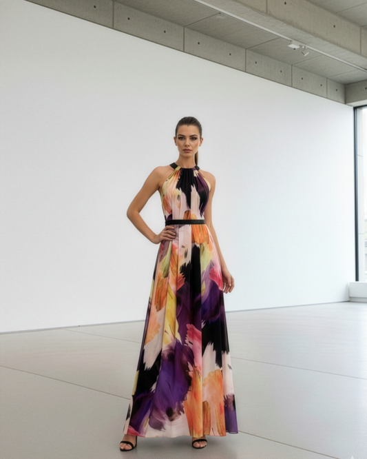 Purple Peach Pink Abstract Dress