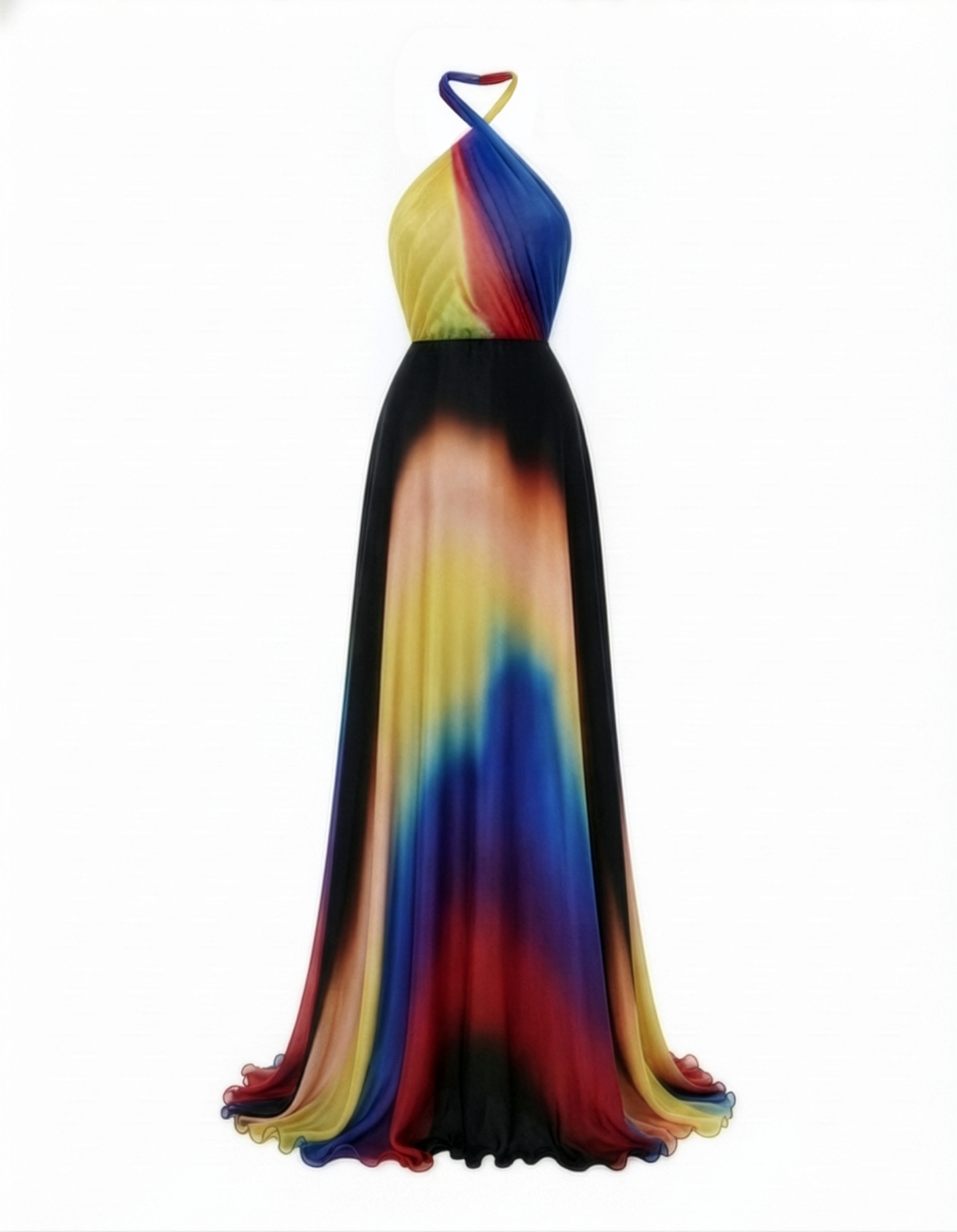 Rainbow Ombre Halter Gown