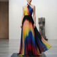 Rainbow Ombre Halter Gown