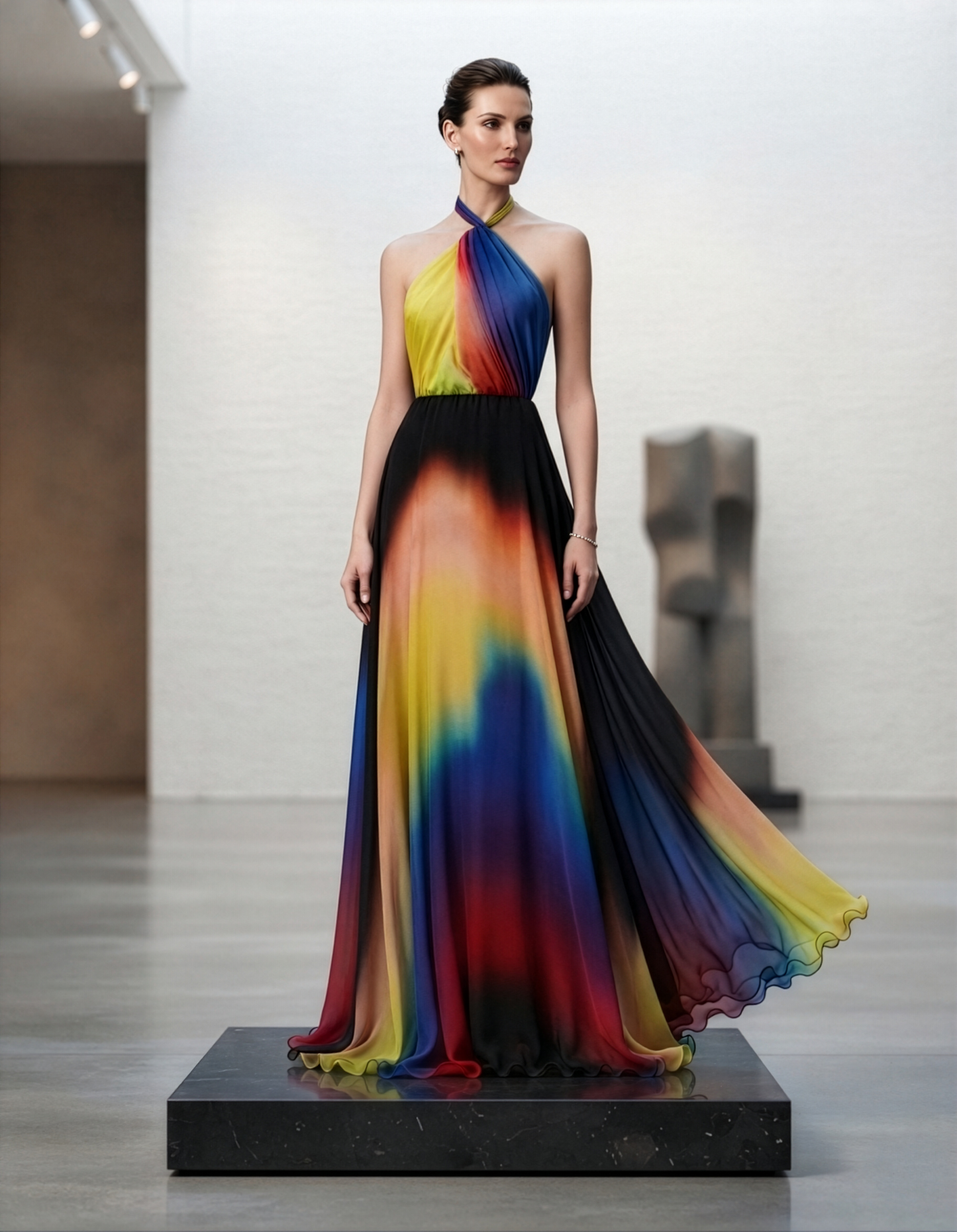 Rainbow Ombre Halter Gown