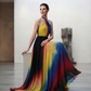 Rainbow Ombre Halter Gown