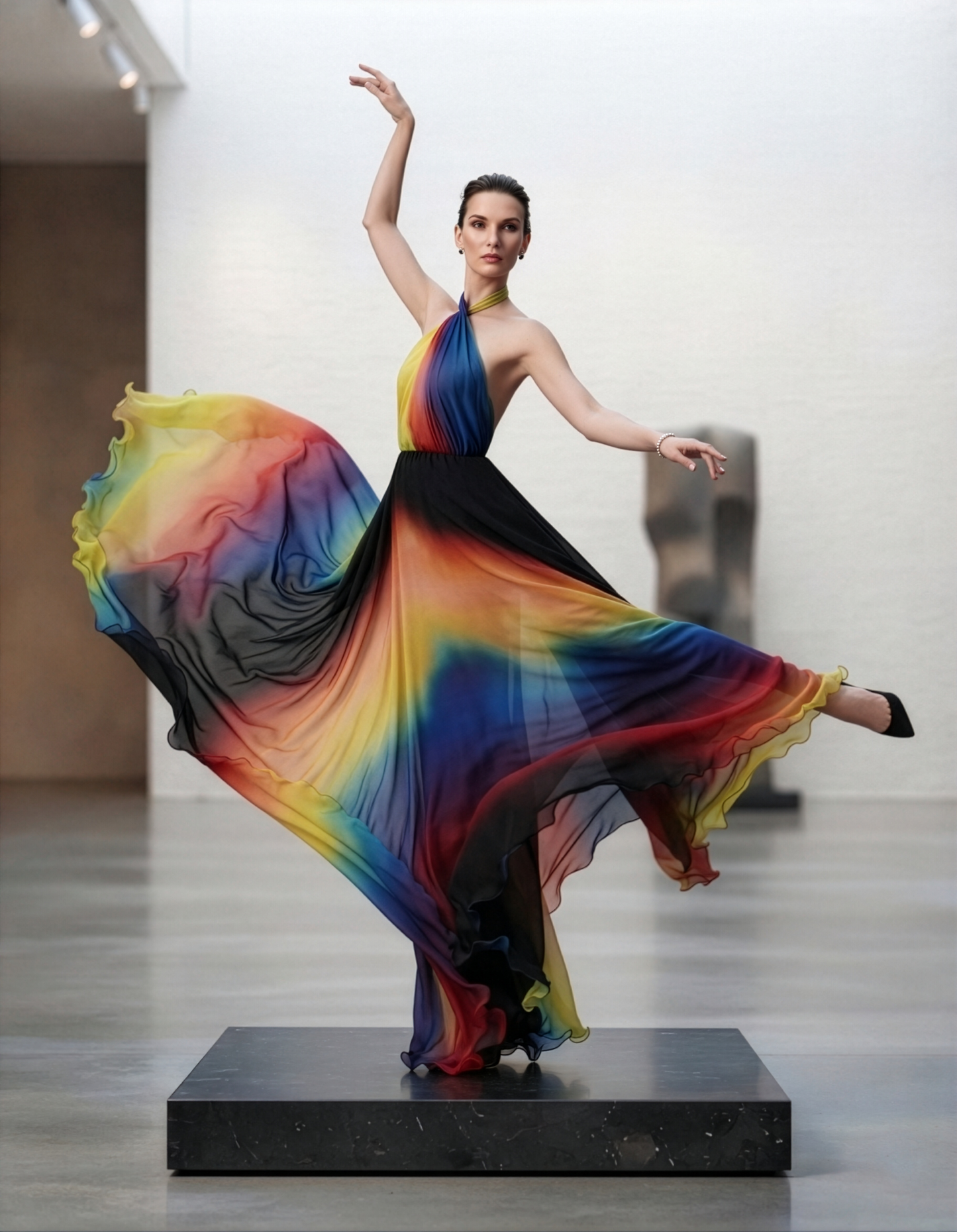 Rainbow Ombre Halter Gown