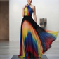 Rainbow Ombre Halter Gown