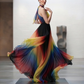 Rainbow Ombre Halter Gown