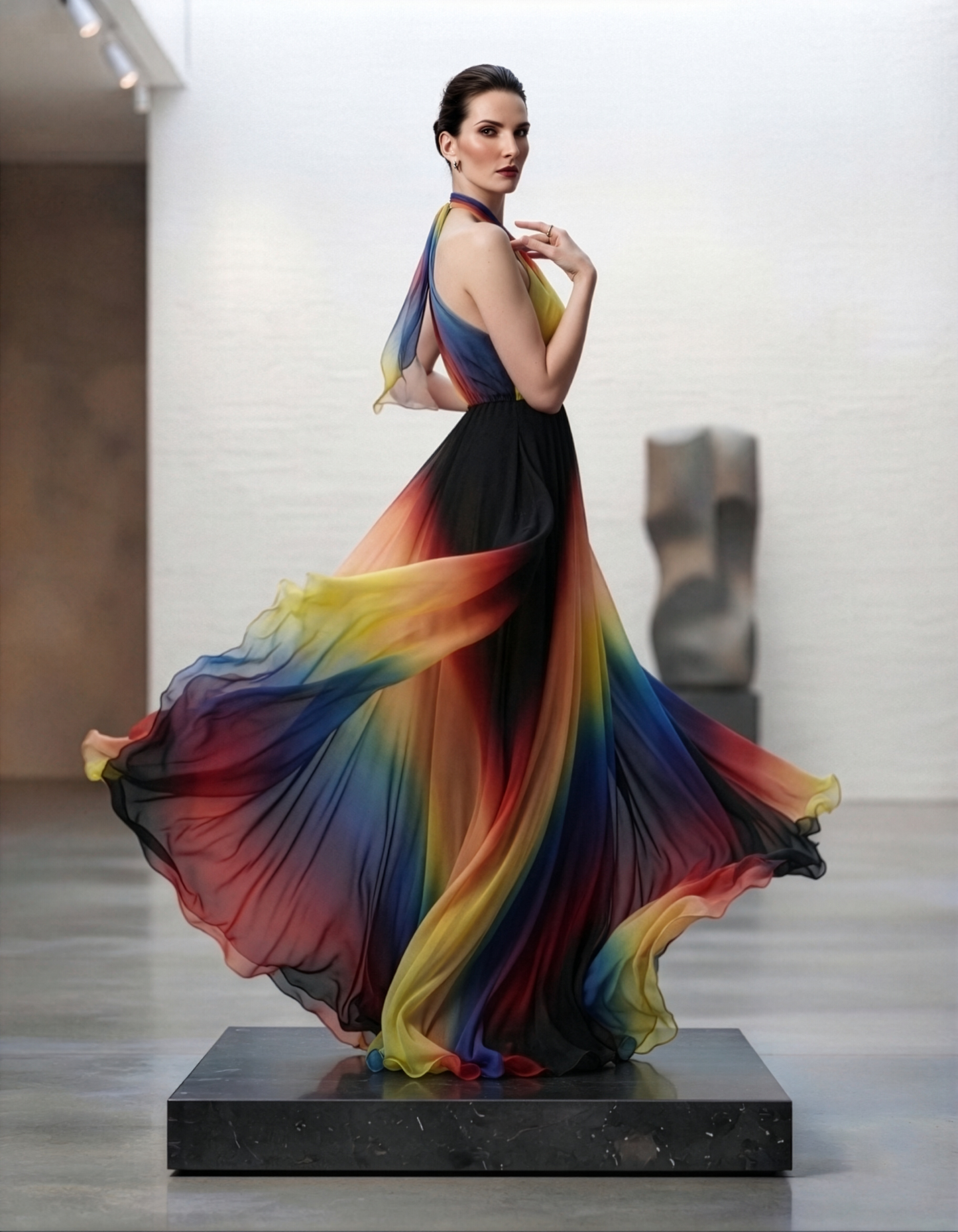 Rainbow Ombre Halter Gown