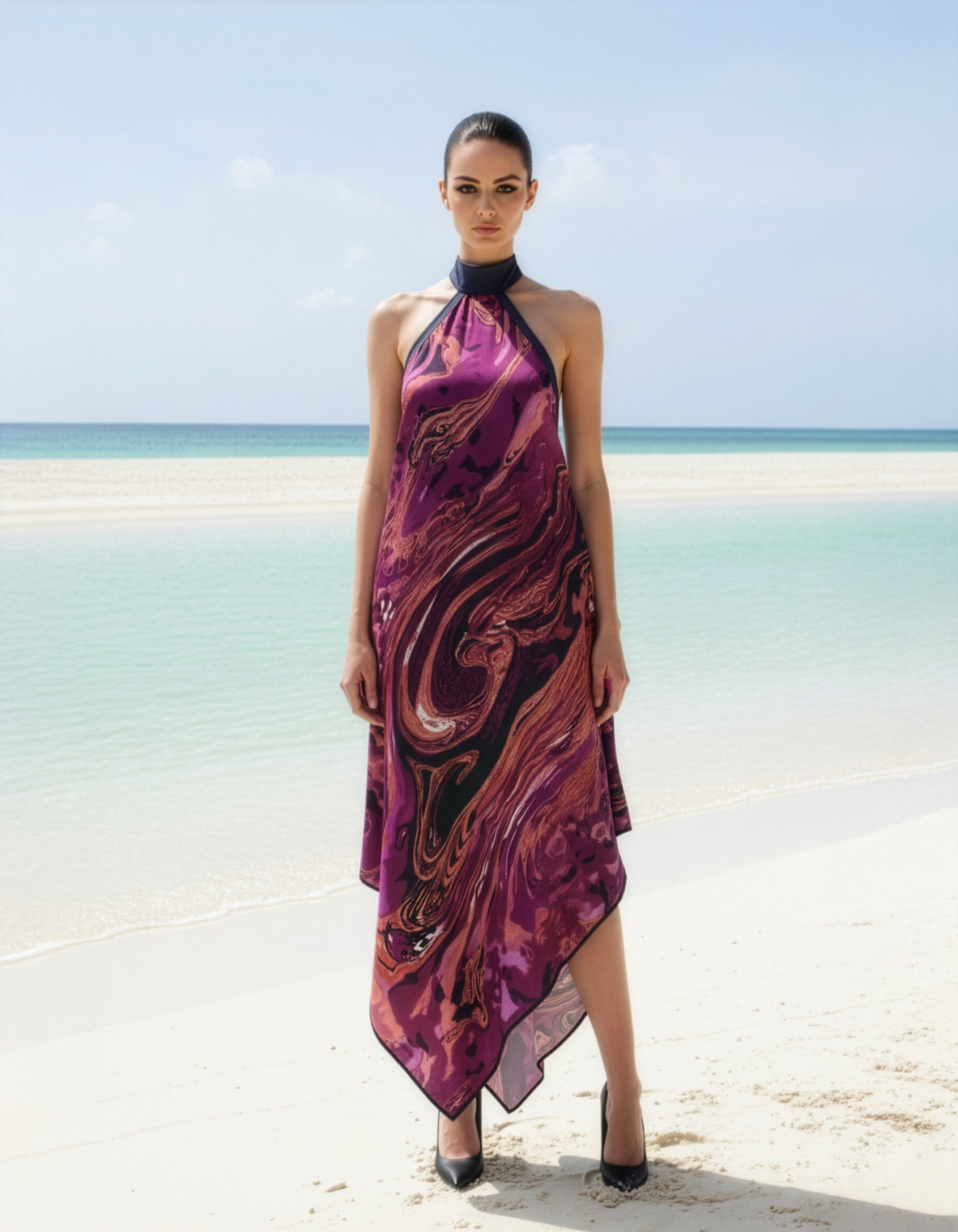 Magenta Marble Handkerchief Dress