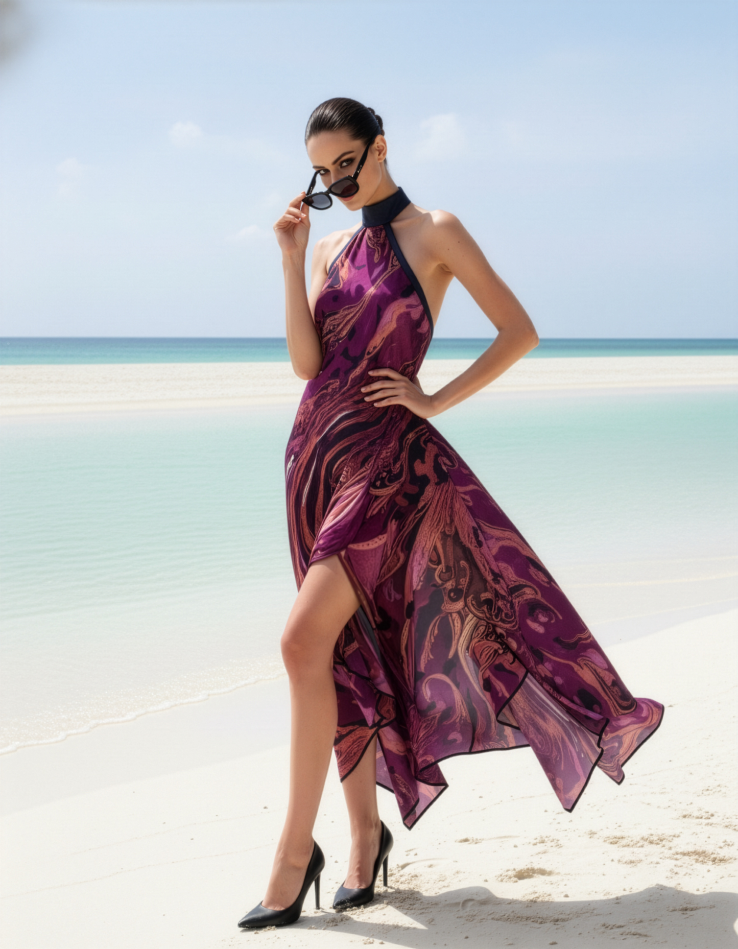 Magenta Marble Handkerchief Dress