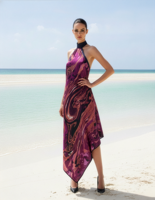 Magenta Marble Handkerchief Dress