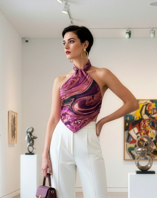 Magenta Marble Handkerchief Top