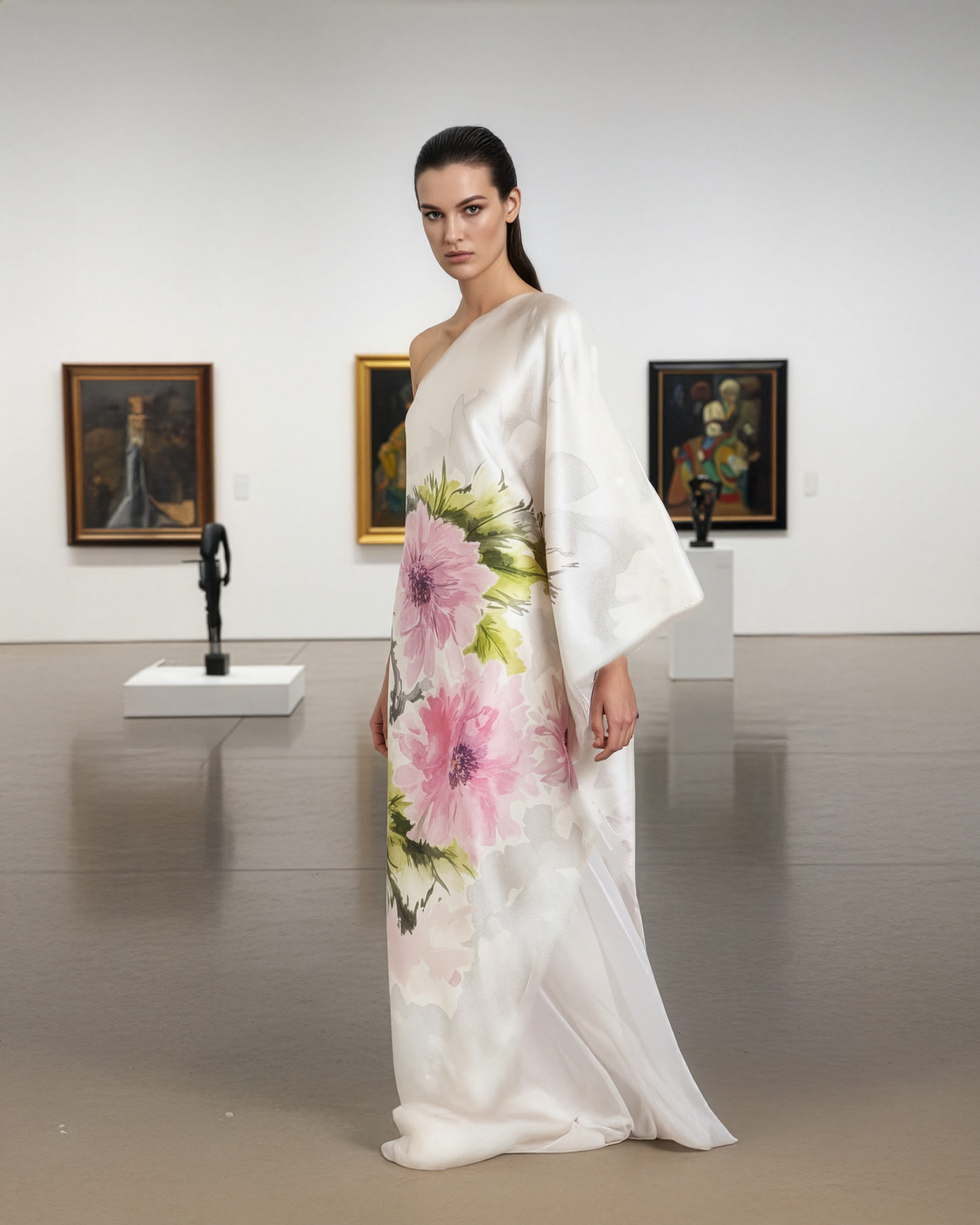 Floral Cream One Kaftan Dress