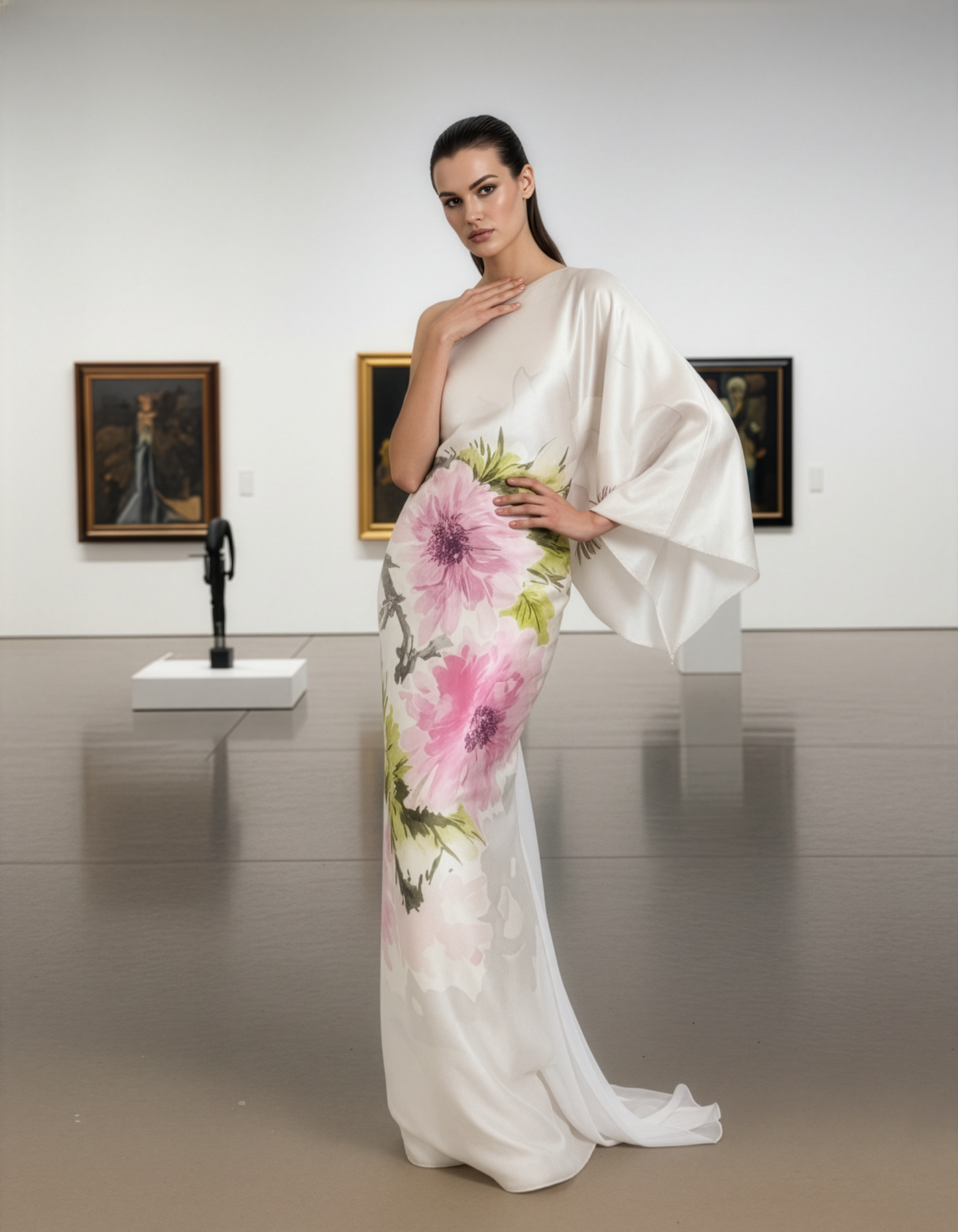 Floral Cream One Kaftan Dress