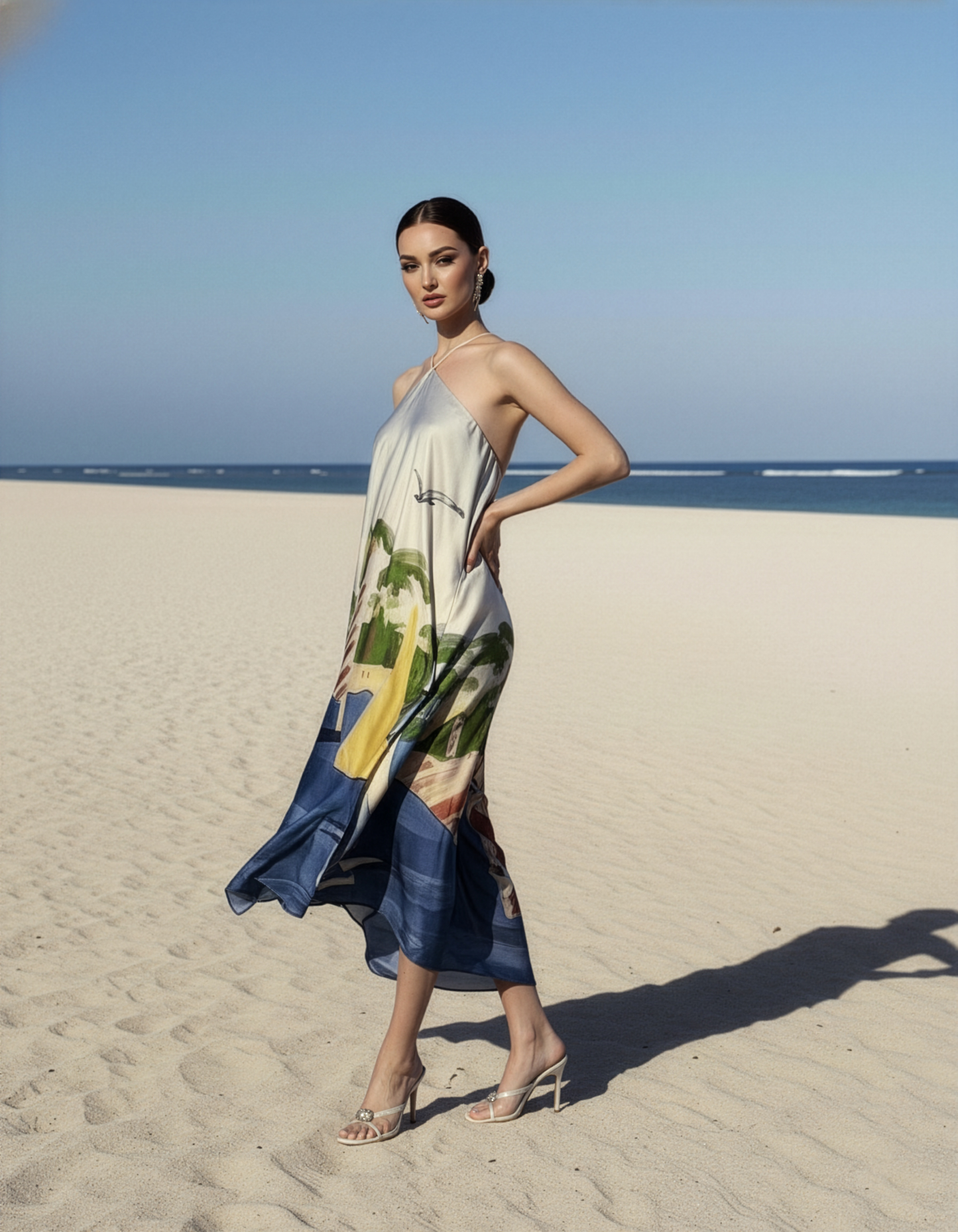 WaterBoat Halter Handkerchief Dress