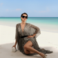 White Cheetah Kaftan Cover Up