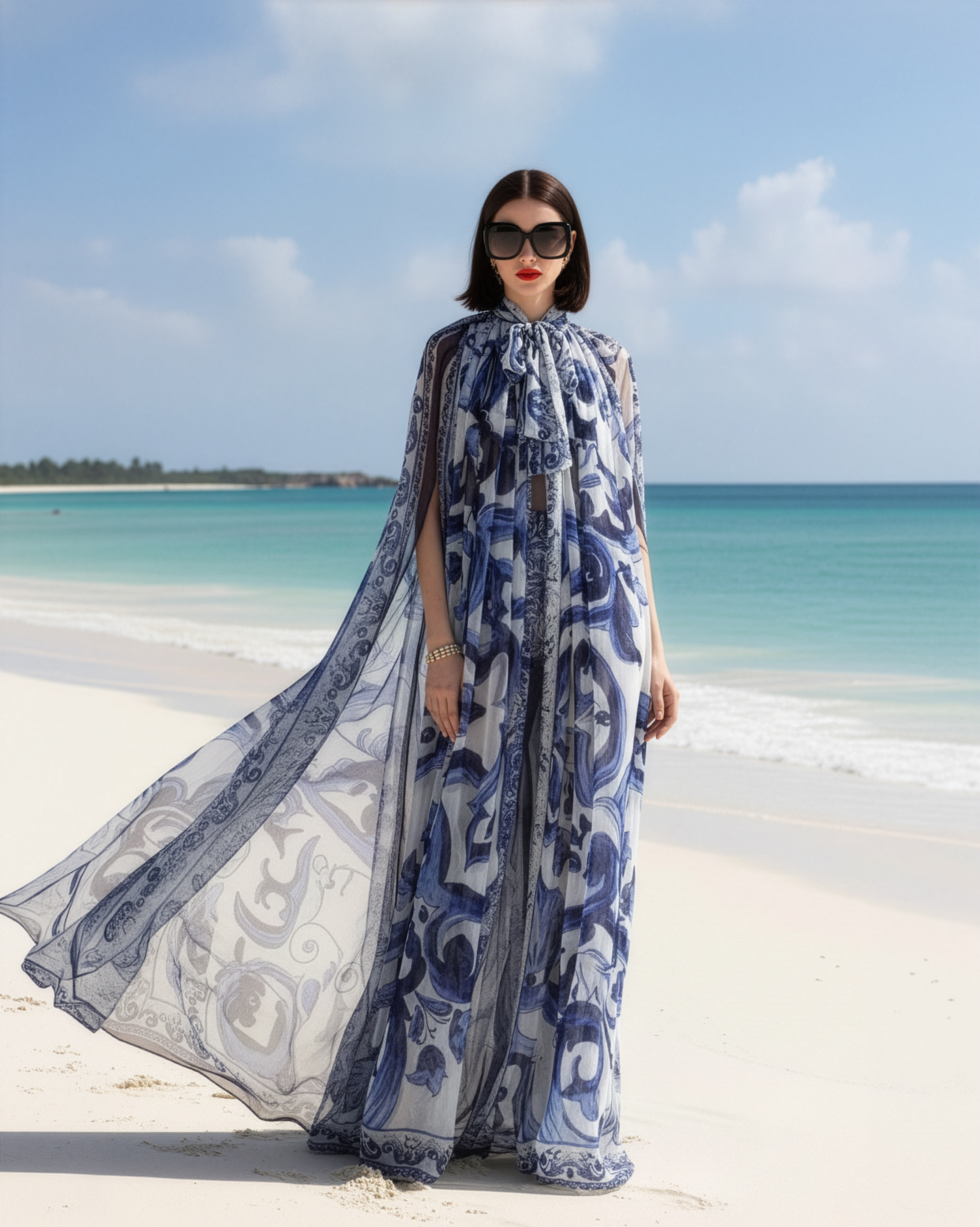 Majolica Oversized Cape Kaftan