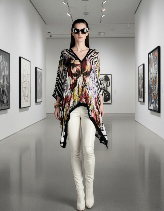 Floral Zebra Abstract Top