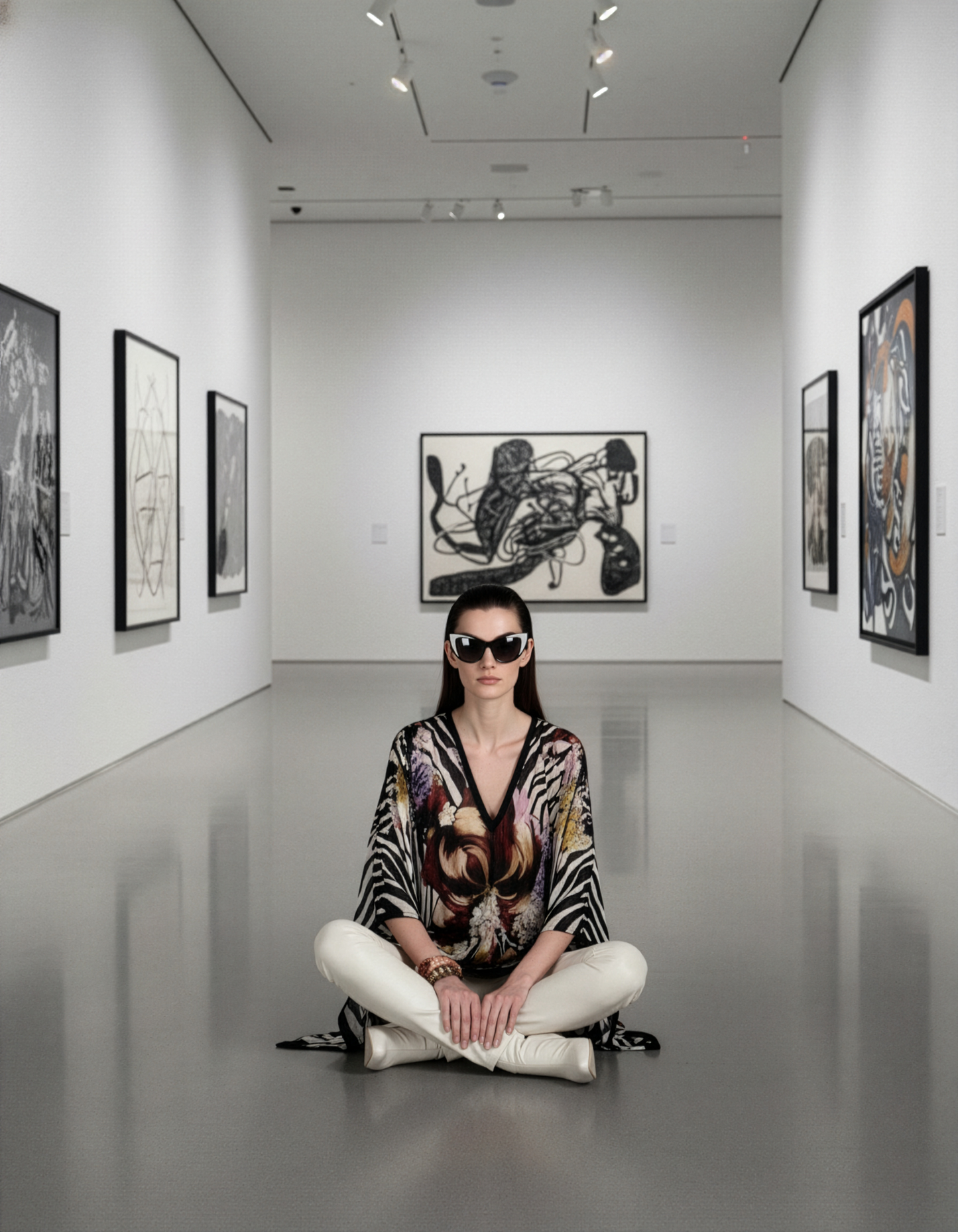 Floral Zebra Abstract Top