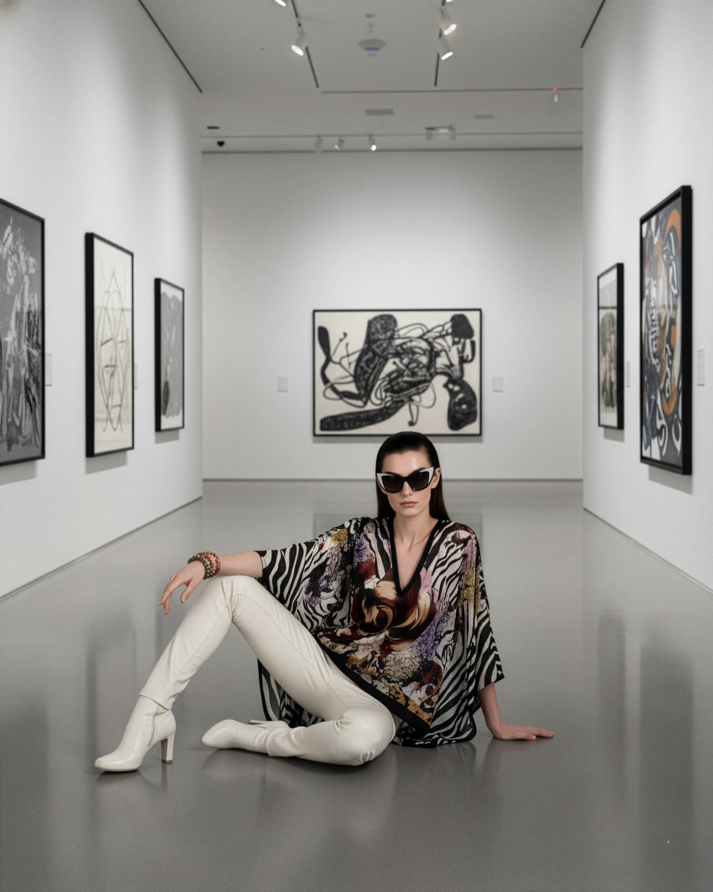 Floral Zebra Abstract Top