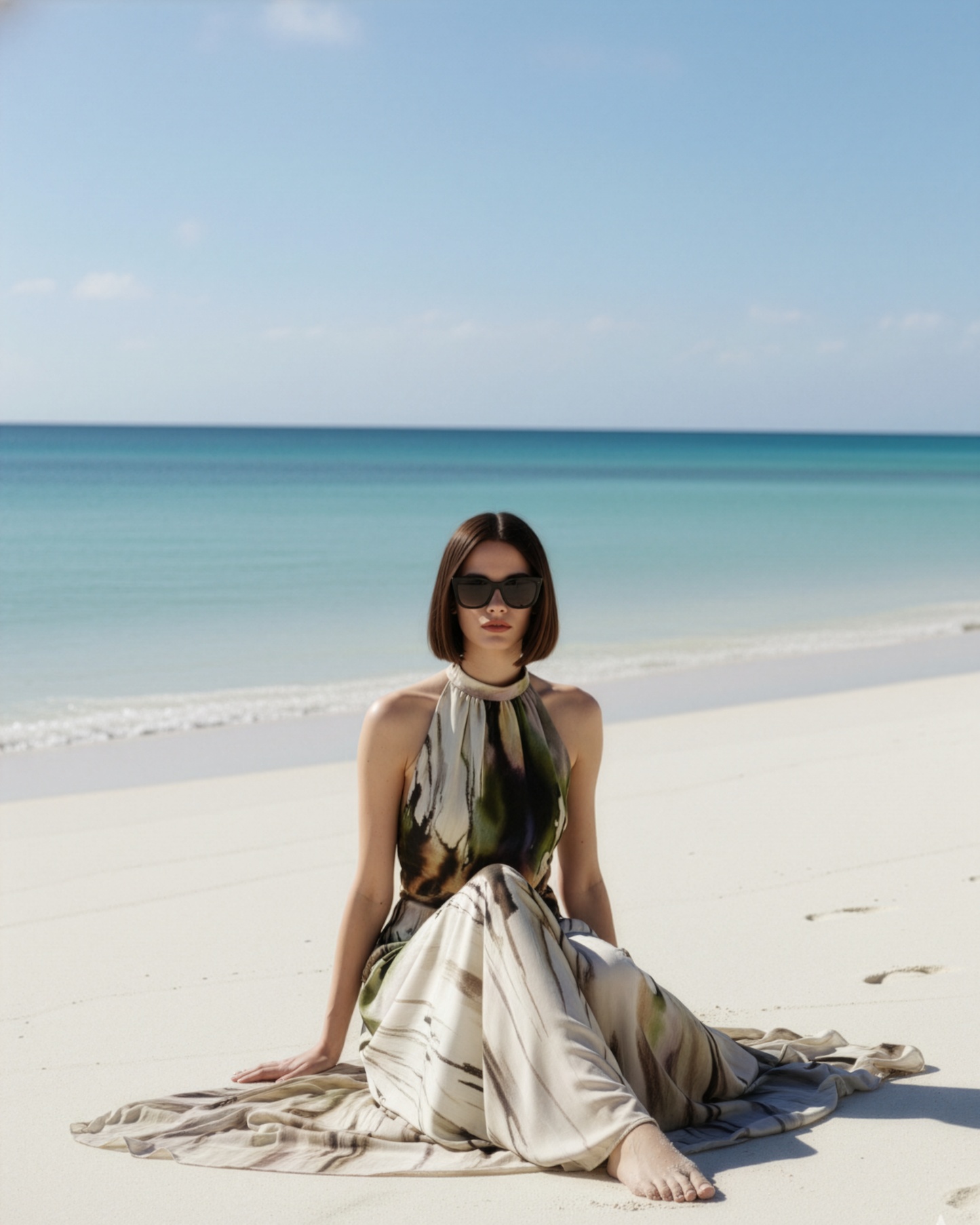 Dripping Paint Halter Gown