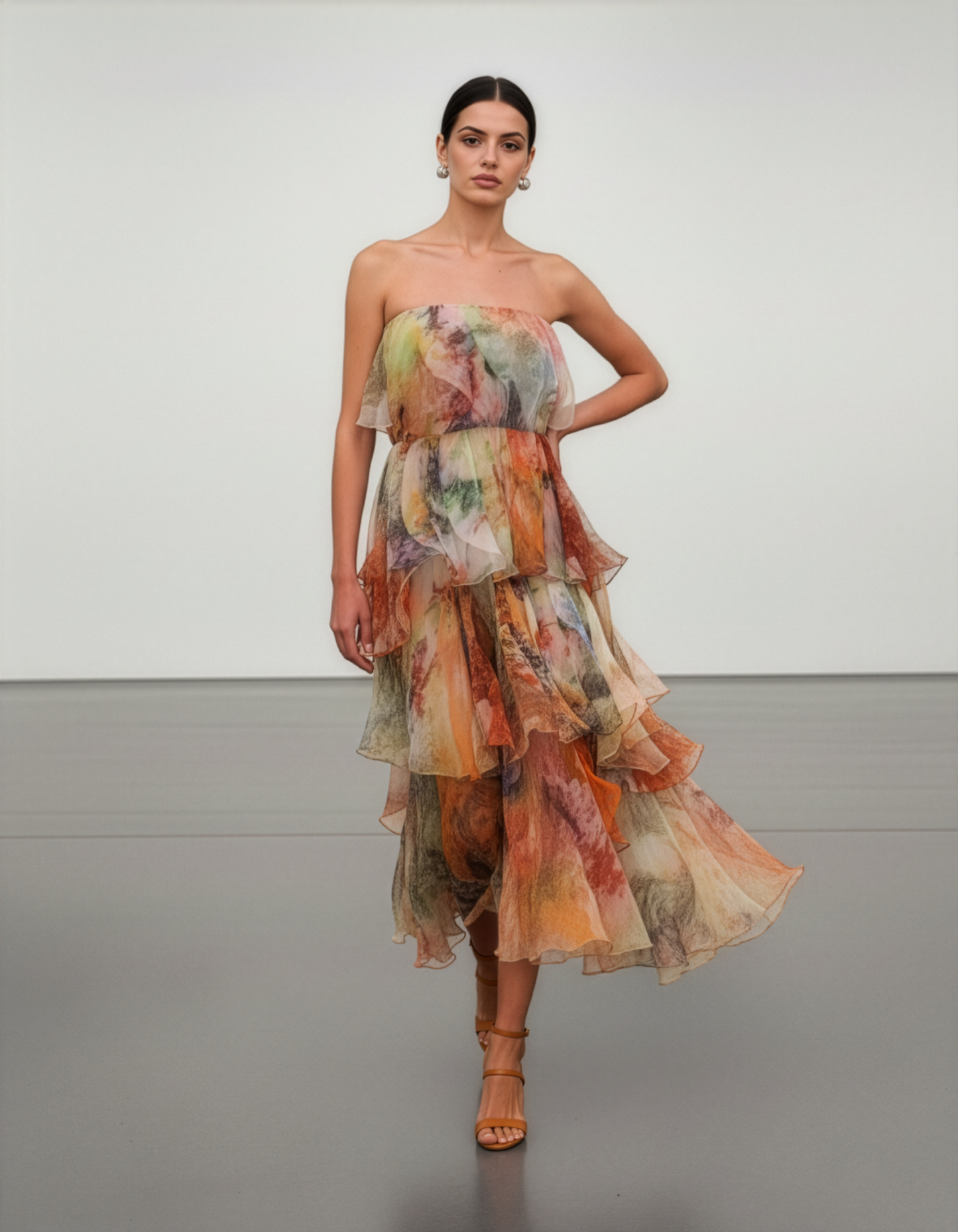 LUXE Pastel Flora Ruffle Maxi