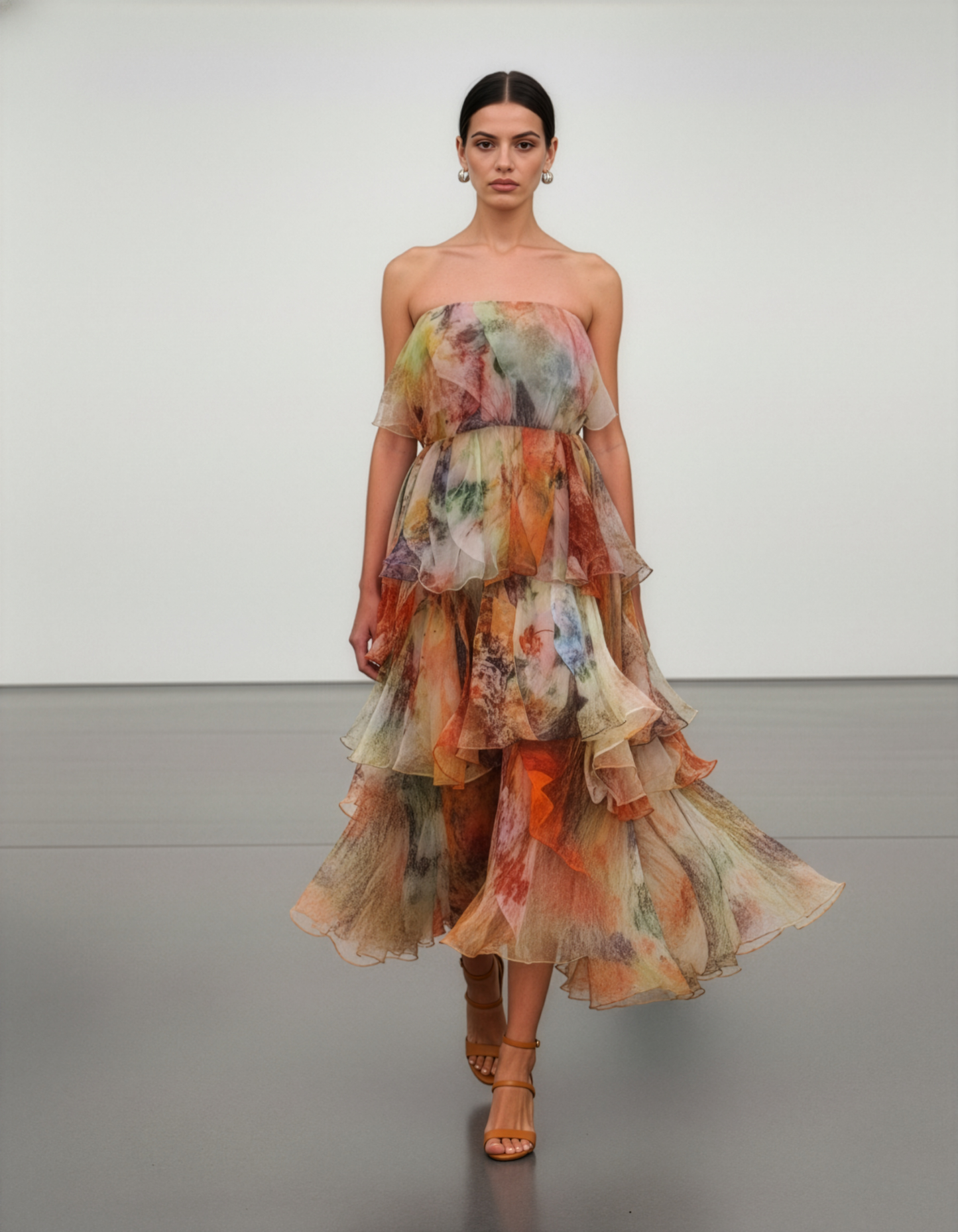LUXE Pastel Flora Ruffle Maxi