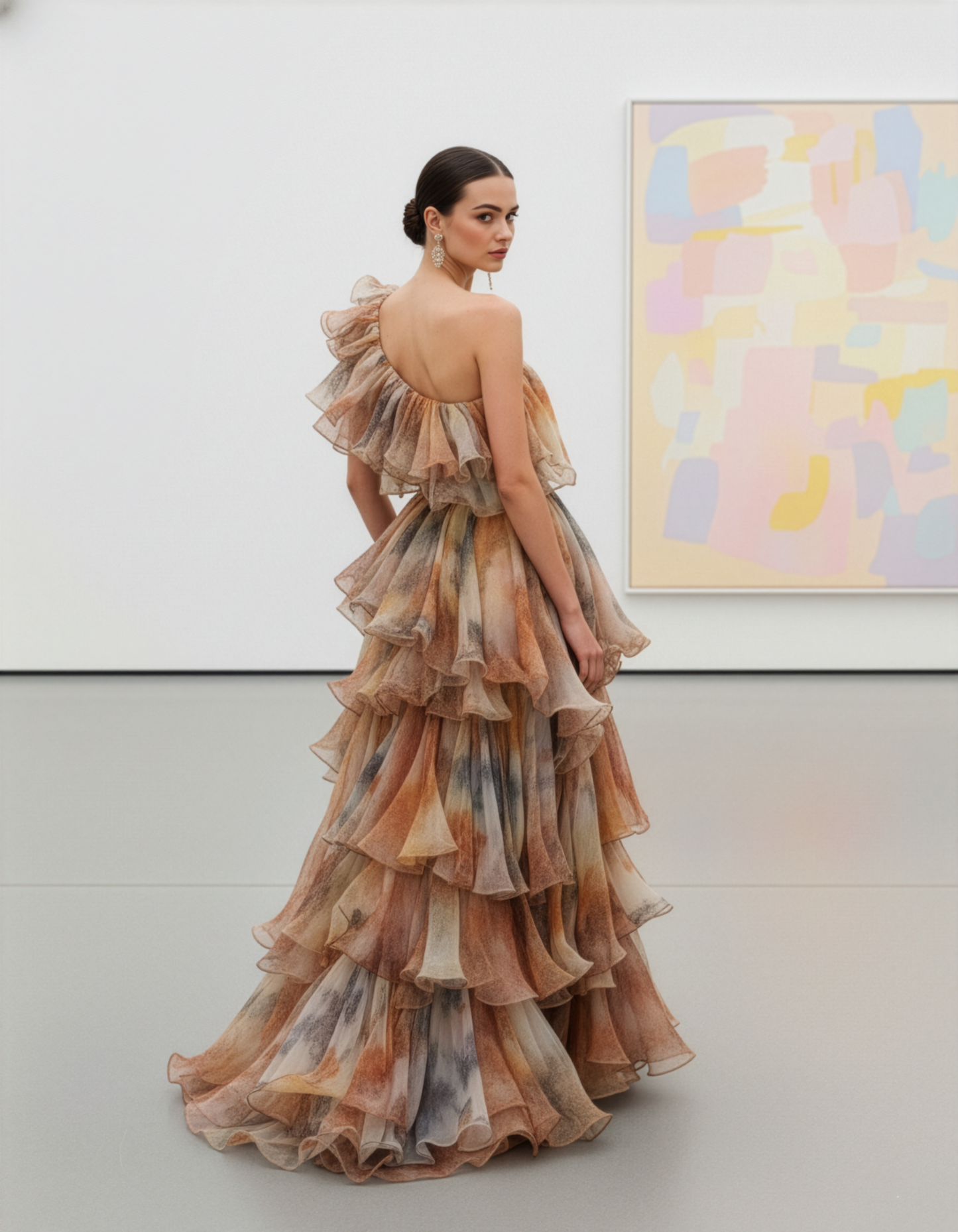 LUXE Pastel Flora Ruffle One Maxi