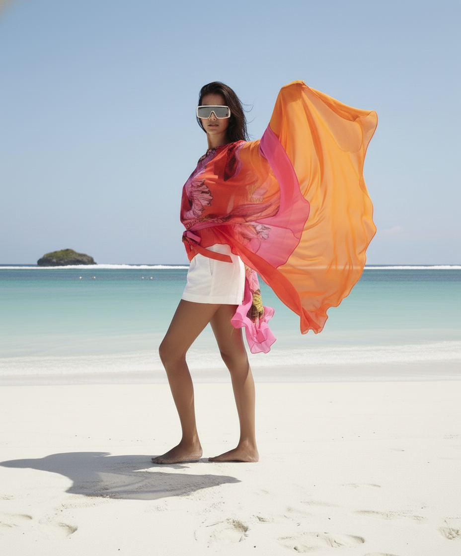 Pink Orange Hibiscus Top