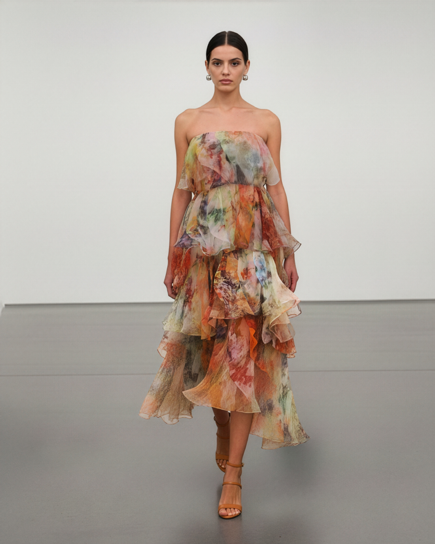 LUXE Pastel Flora Ruffle Maxi