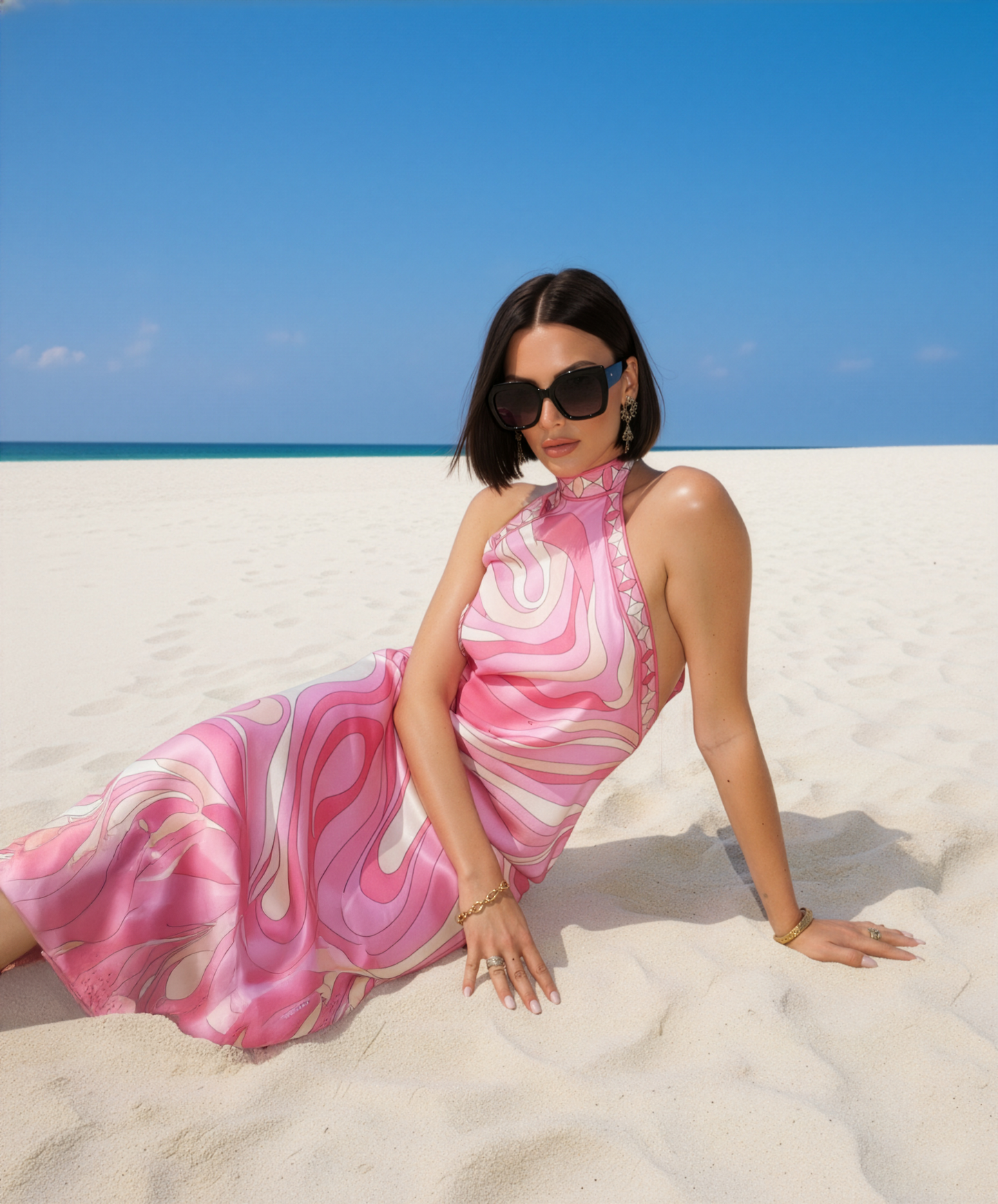 Abstract Pink Handkerchief Dress