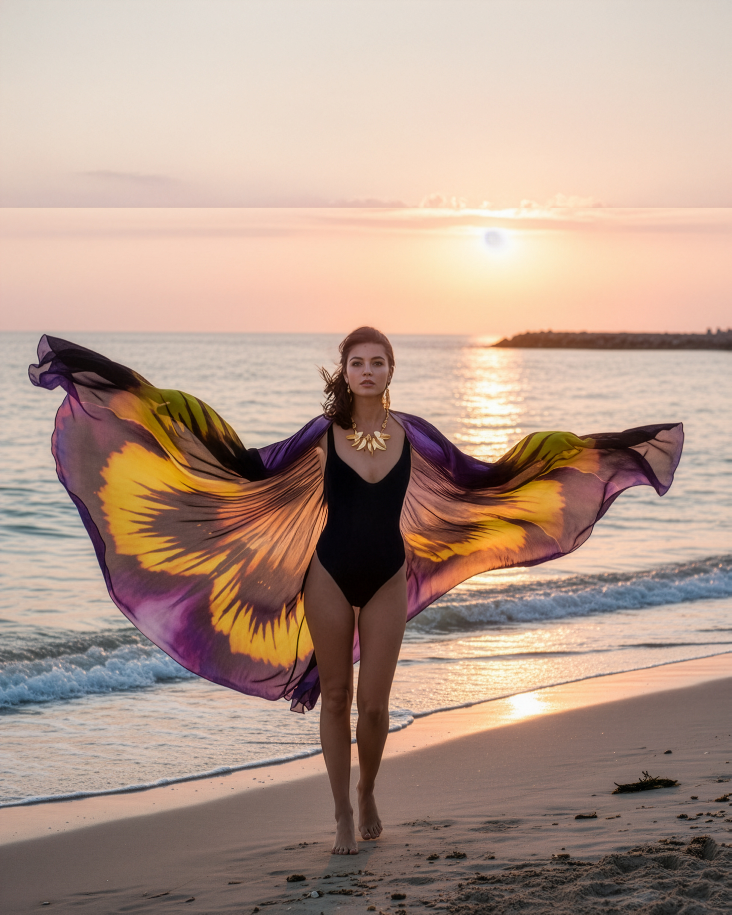 Purple Pansy Cape Kaftan