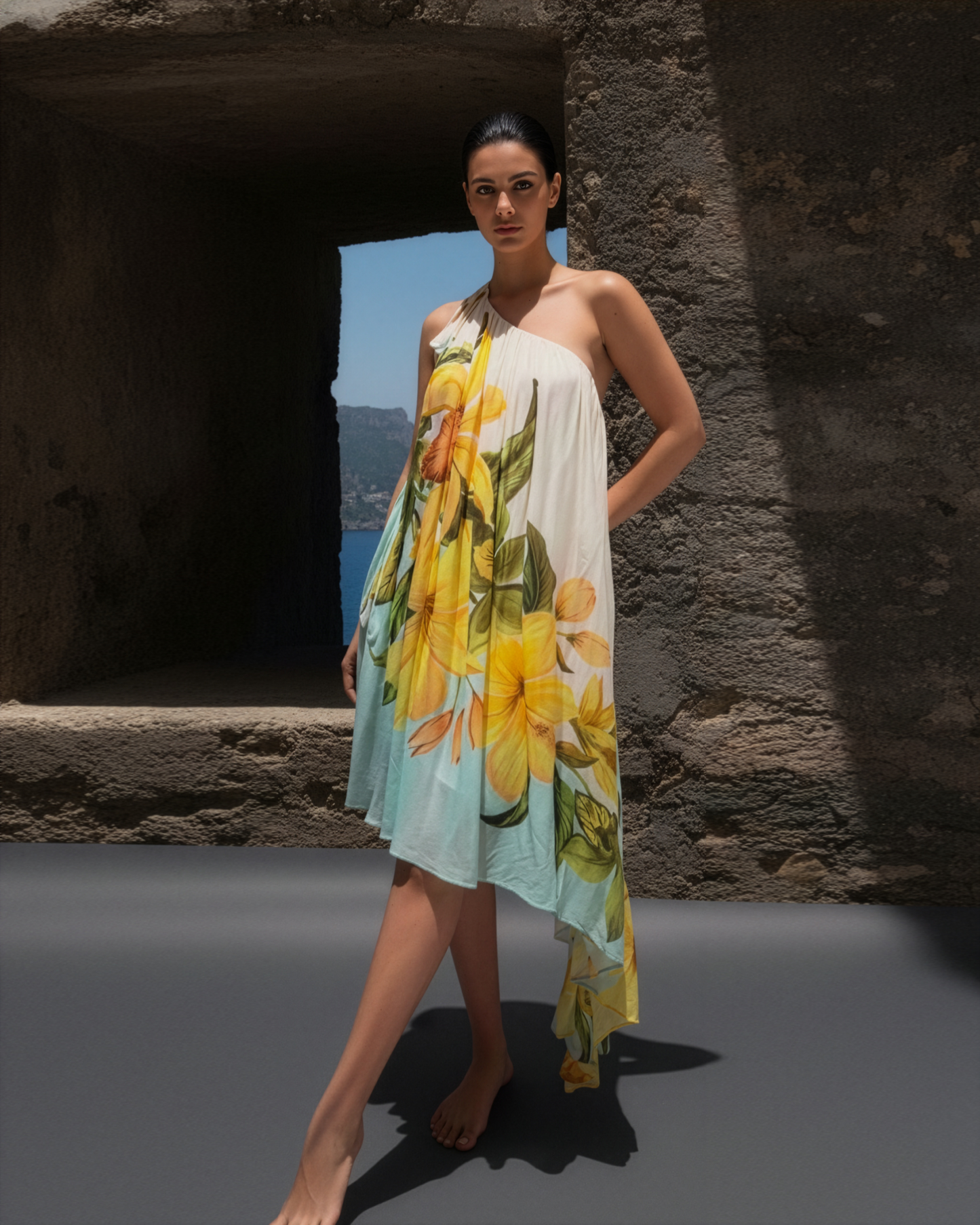 Lily ColourBlock One Shoulder Dress