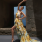 LUXE Lily ColourBlock Ruffle One Shoulder Gown