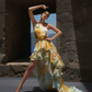 LUXE Lily ColourBlock Ruffle One Shoulder Gown