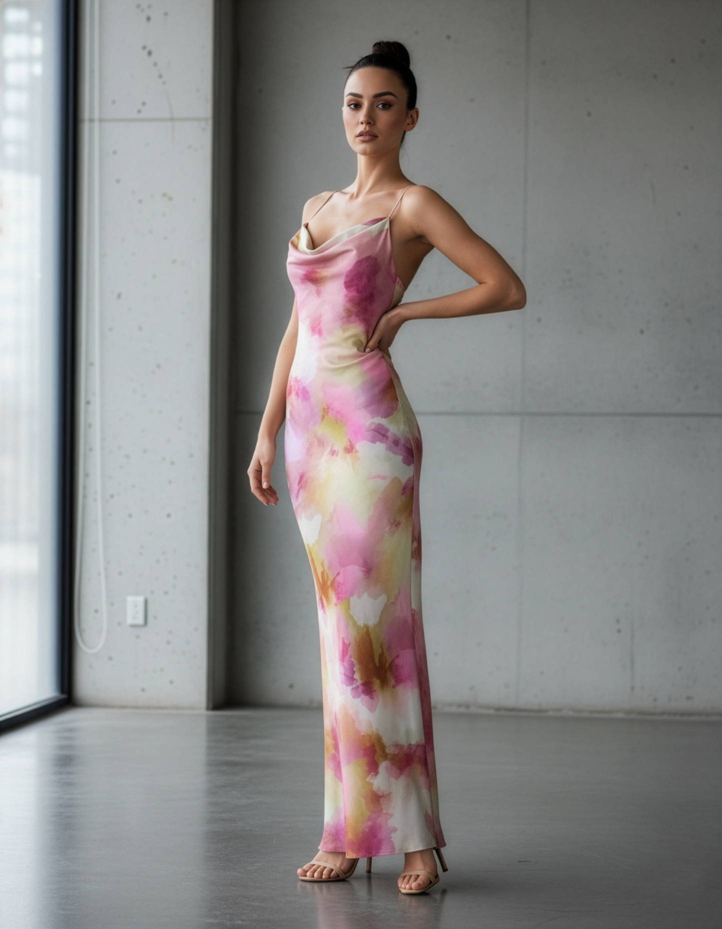 Abstract Floral Spaghetti Dress