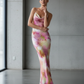 Abstract Floral Spaghetti Dress